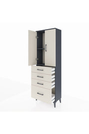 Arges Dolap 2 Raflı 4 Çekmeceli 2 Kapaklı 60x30x182 - S23M013V4A
