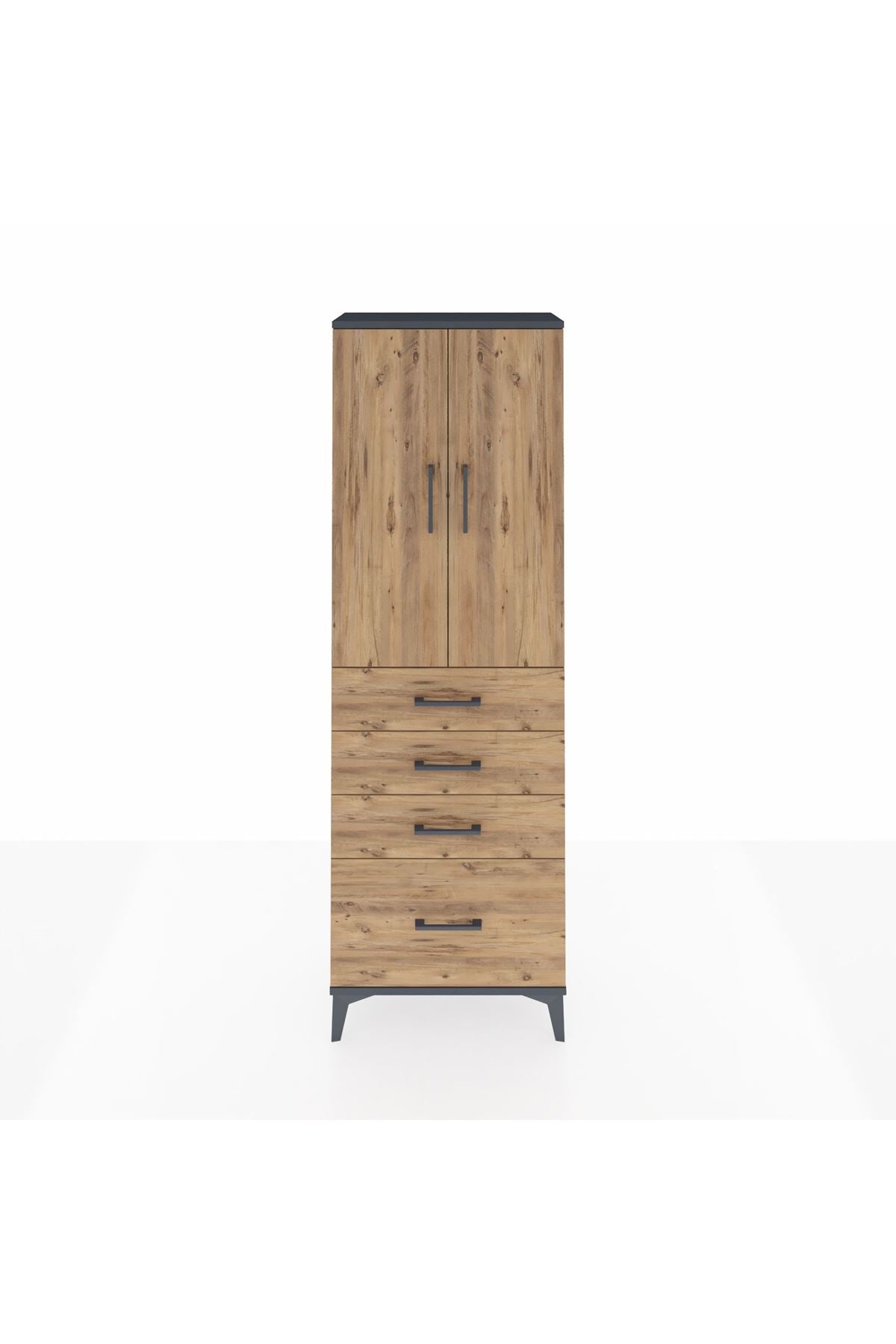 Arges Dolap 2 Raflı 4 Çekmeceli 2 Kapaklı 60x30x182 - S23M013V6A