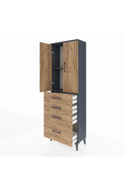 Arges Dolap 2 Raflı 4 Çekmeceli 2 Kapaklı 60x30x182 - S23M013V6A