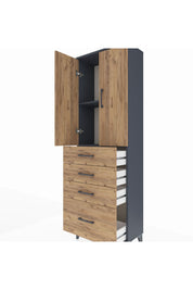 Arges Dolap 2 Raflı 4 Çekmeceli 2 Kapaklı 60x30x182 - S23M013V6A