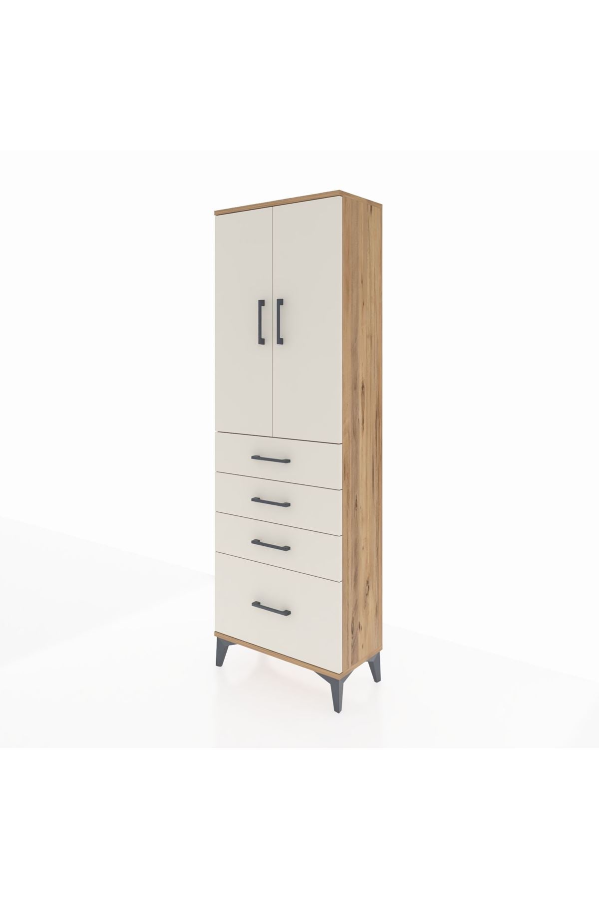 Arges Dolap 2 Raflı 4 Çekmeceli 2 Kapaklı 60x30x182 - S23M013V7A
