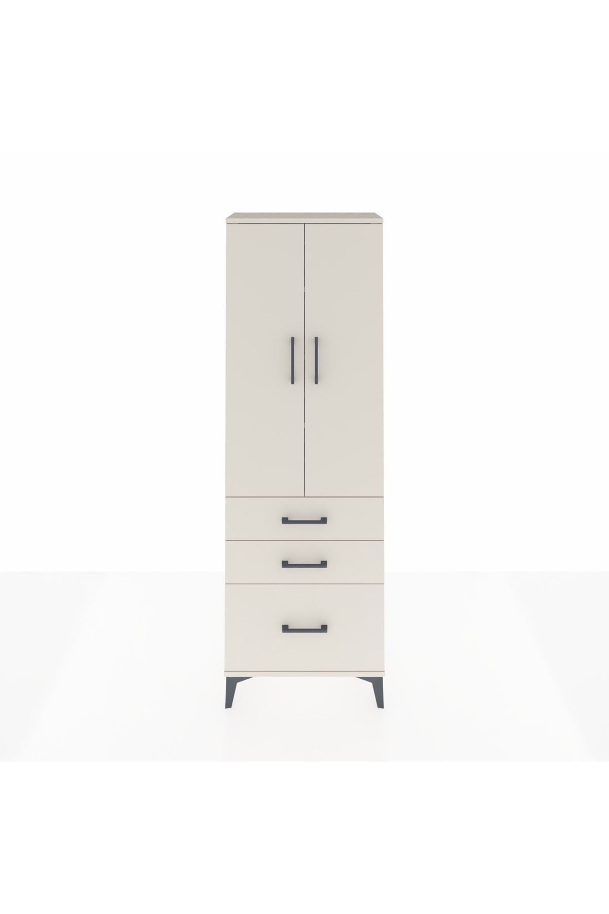 Arges Dolap 4 Raflı 3 Çekmeceli 2 Kapaklı 60x30x182 - S23M014V1A