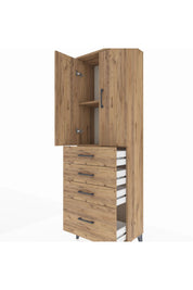 Arges Dolap 2 Raflı 4 Çekmeceli 2 Kapaklı 60x30x182 - S23M013V9A