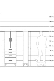 Arges Dolap 2 Raflı 4 Çekmeceli 2 Kapaklı 60x30x182 - S23M013V9A