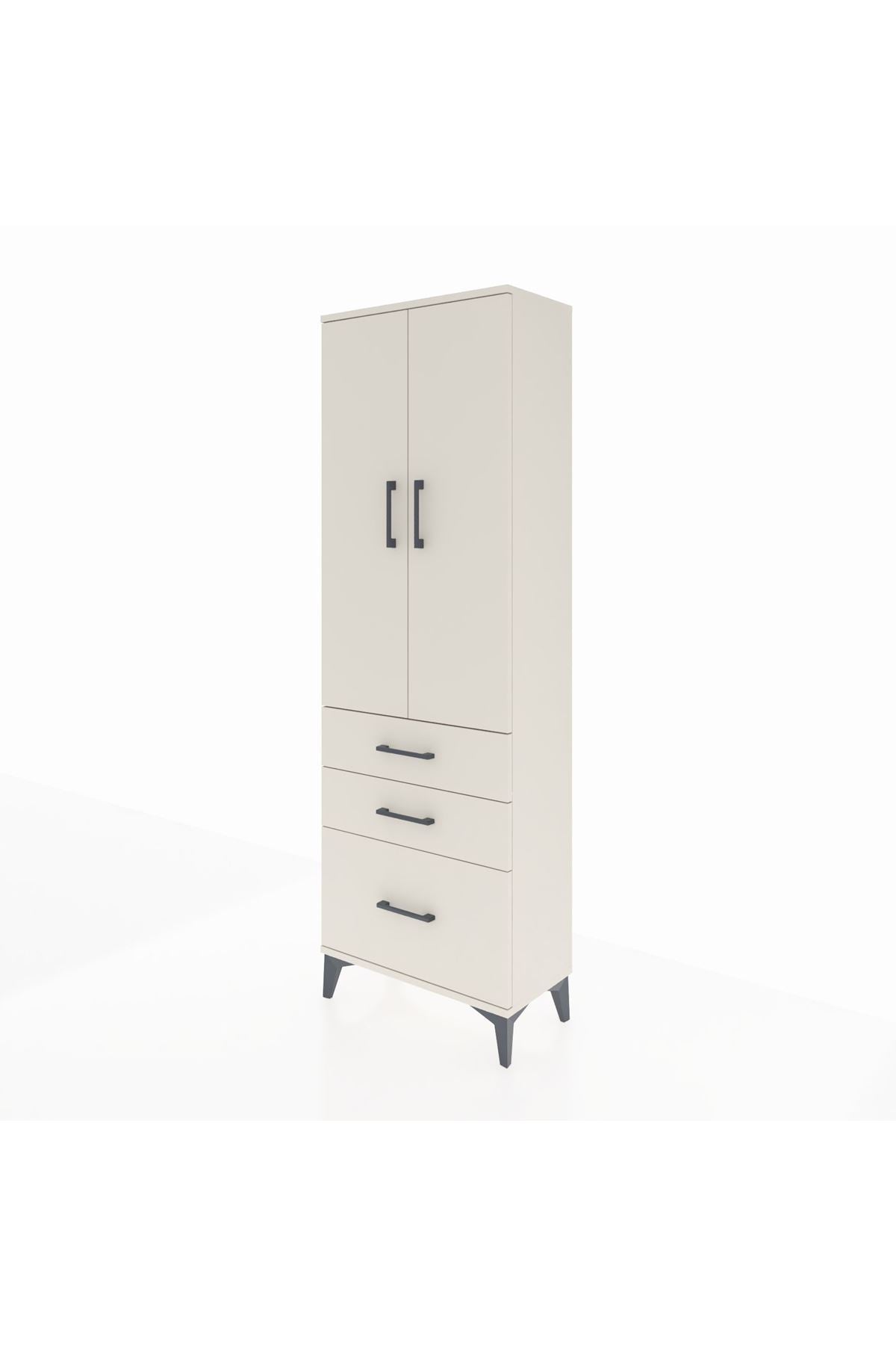 Arges Dolap 4 Raflı 3 Çekmeceli 2 Kapaklı 60x30x182 - S23M014V1A