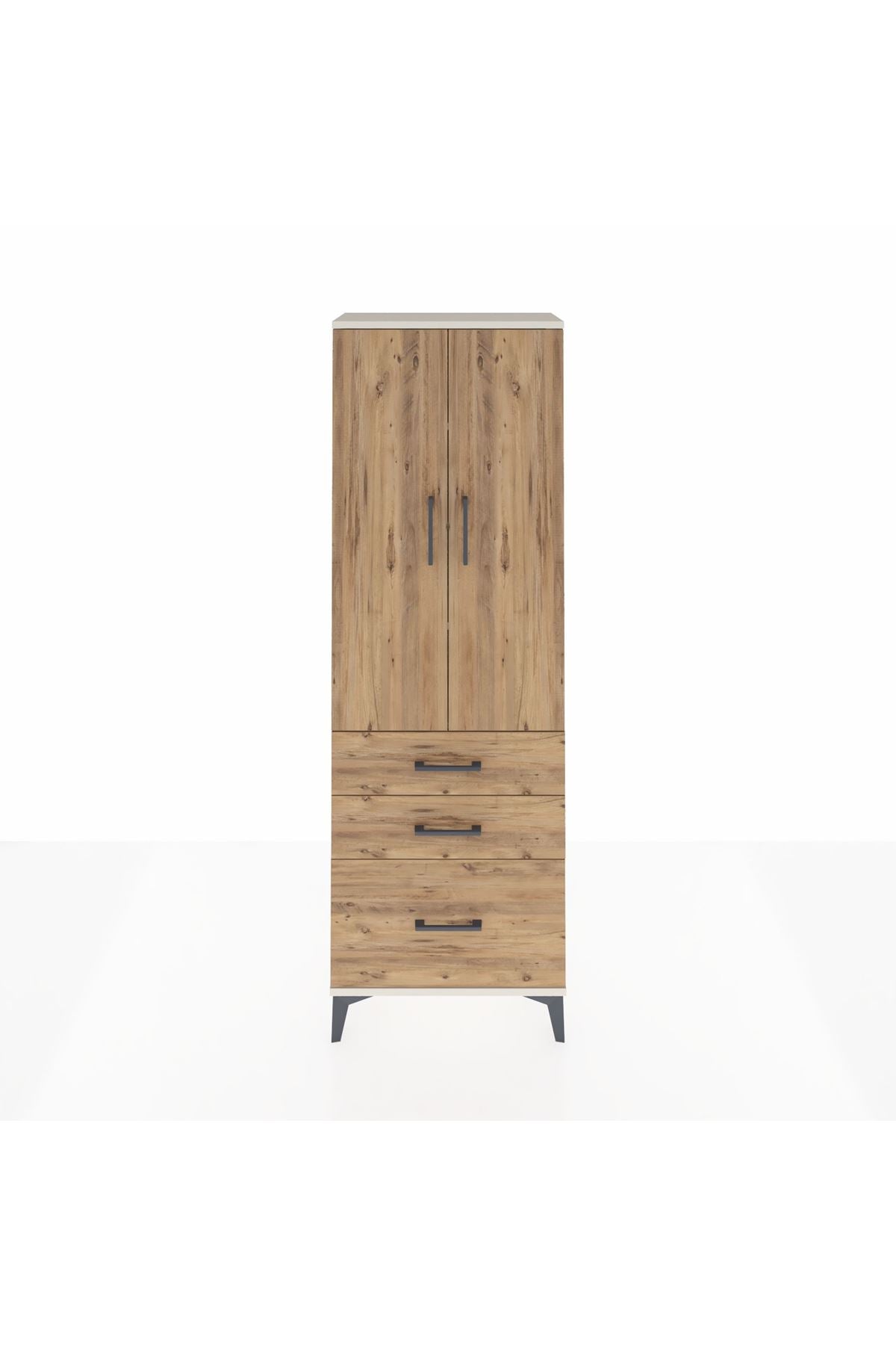 Arges Dolap 4 Raflı 3 Çekmeceli 2 Kapaklı 60x30x182 - S23M014V3A