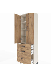 Arges Dolap 4 Raflı 3 Çekmeceli 2 Kapaklı 60x30x182 - S23M014V3A
