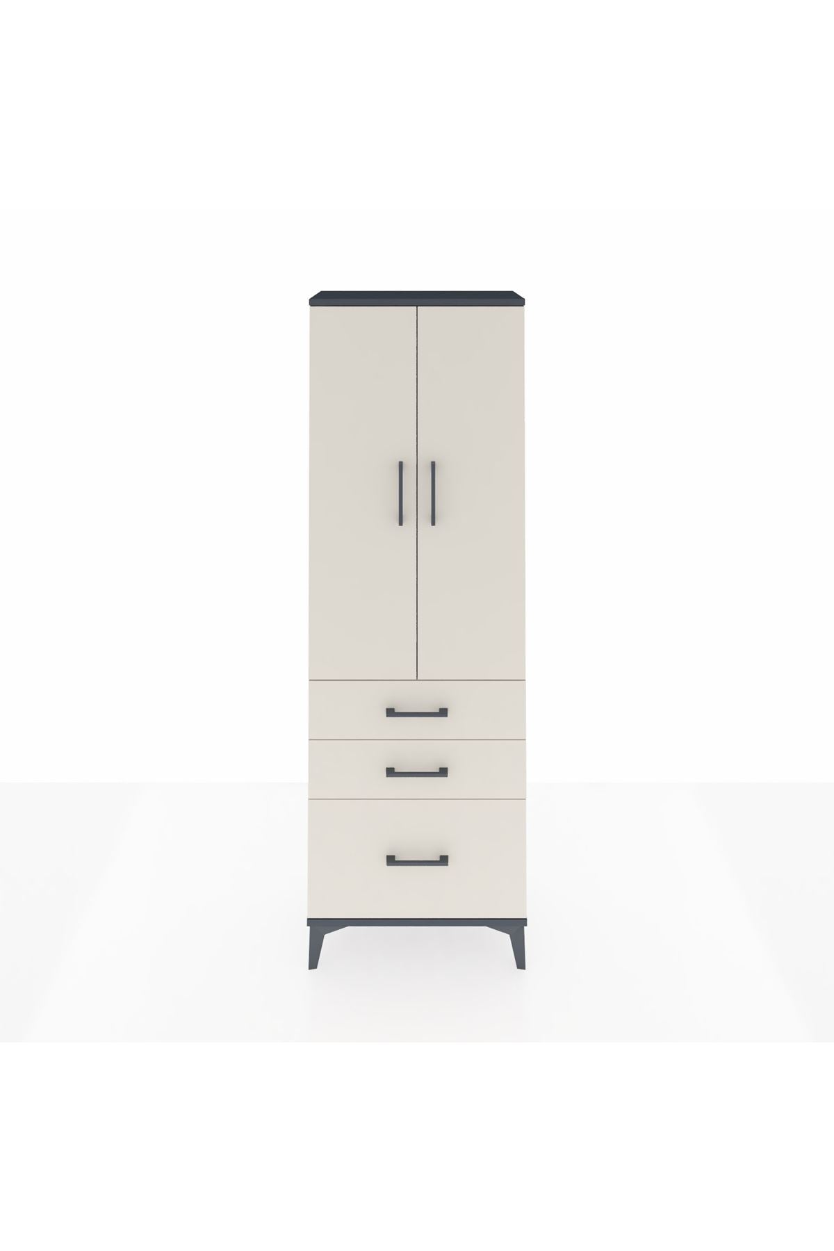 Arges Dolap 4 Raflı 3 Çekmeceli 2 Kapaklı 60x30x182 - S23M014V4A