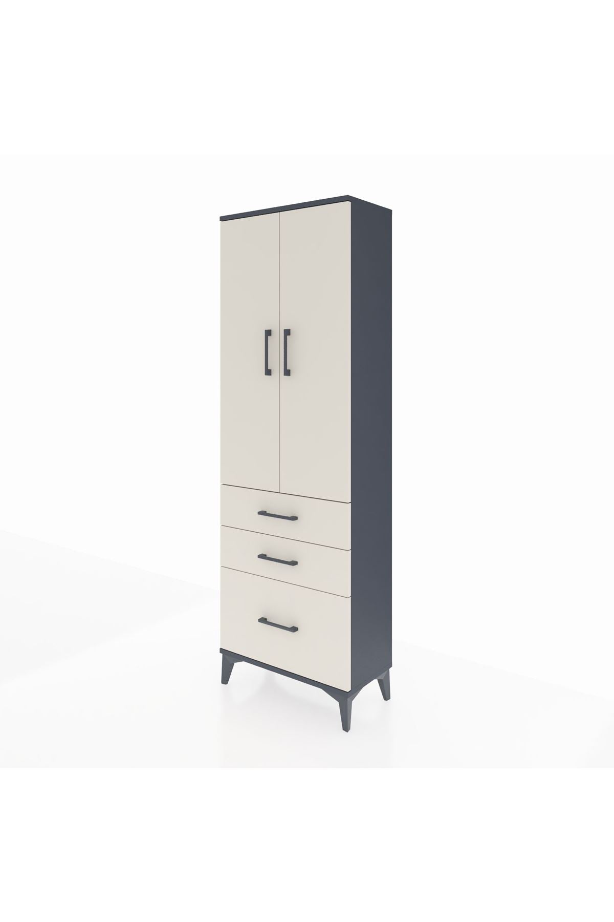 Arges Dolap 4 Raflı 3 Çekmeceli 2 Kapaklı 60x30x182 - S23M014V4A