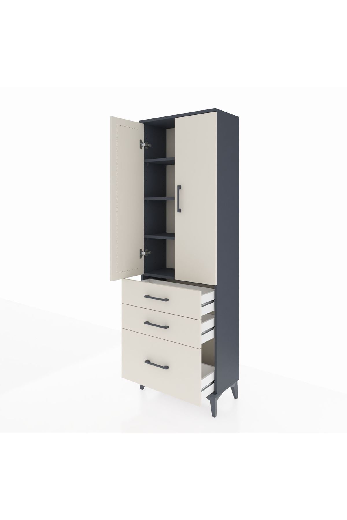 Arges Dolap 4 Raflı 3 Çekmeceli 2 Kapaklı 60x30x182 - S23M014V4A