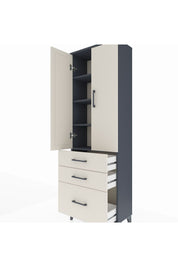 Arges Dolap 4 Raflı 3 Çekmeceli 2 Kapaklı 60x30x182 - S23M014V4A