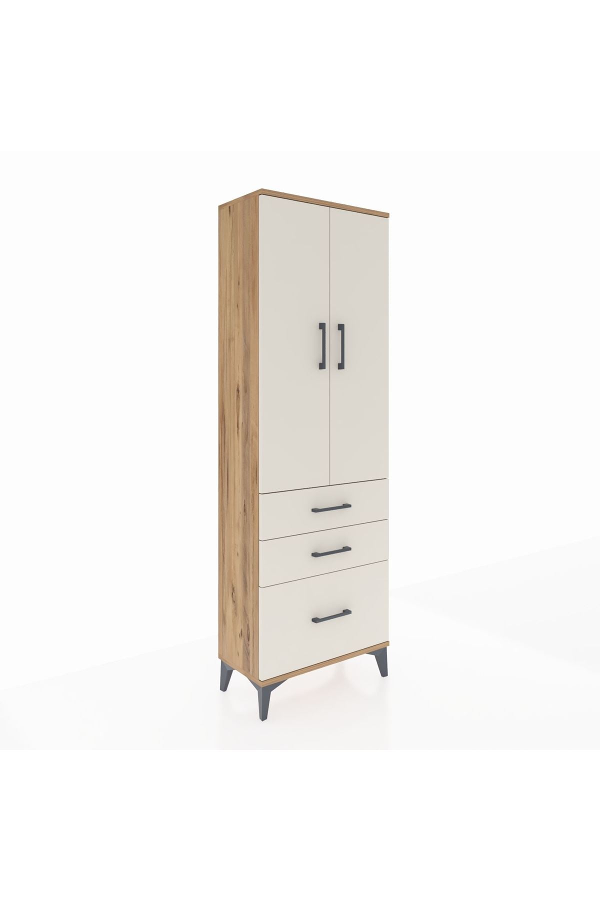 Arges Dolap 4 Raflı 3 Çekmeceli 2 Kapaklı 60x30x182 - S23M014V7A