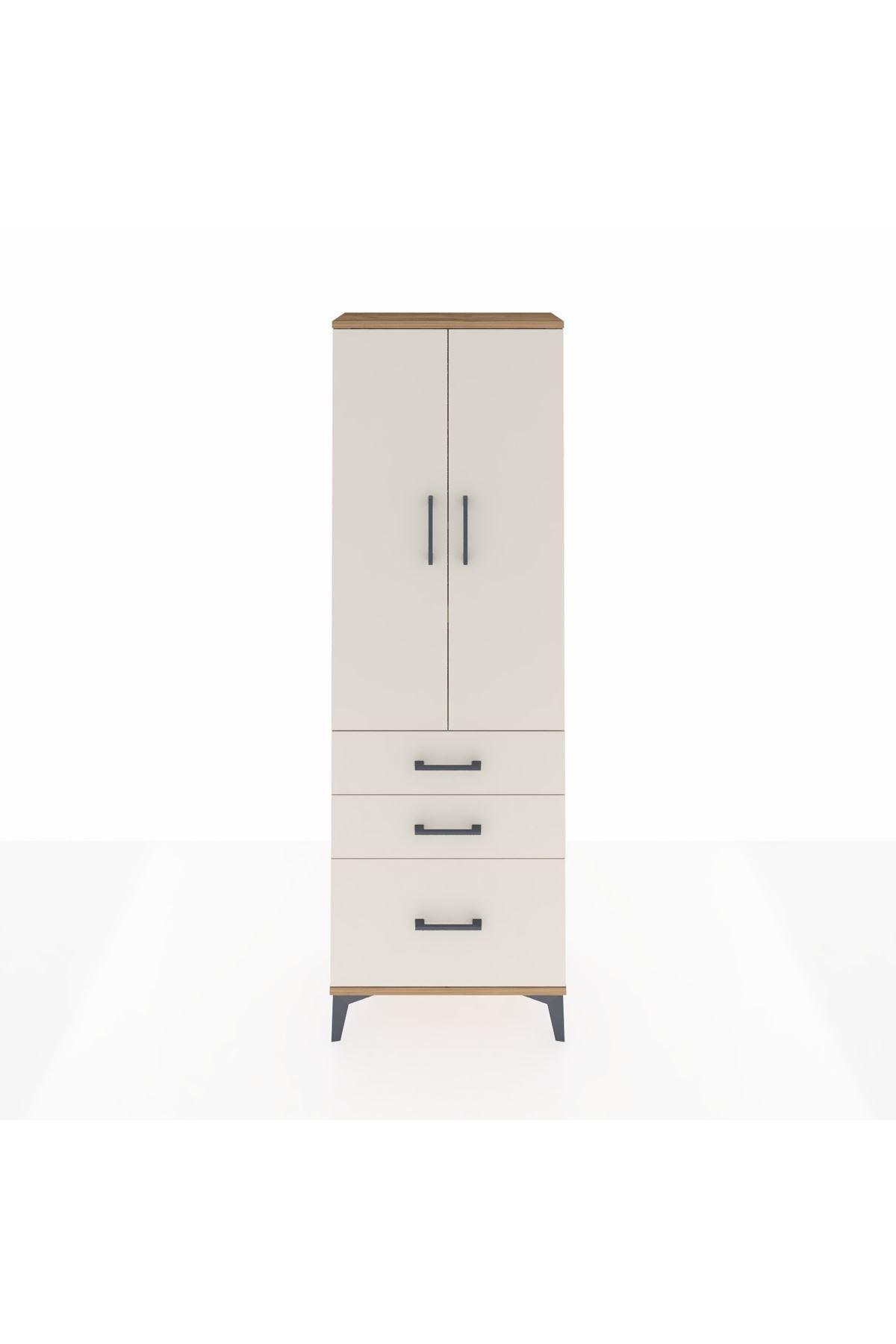 Arges Dolap 4 Raflı 3 Çekmeceli 2 Kapaklı 60x30x182 - S23M014V7A