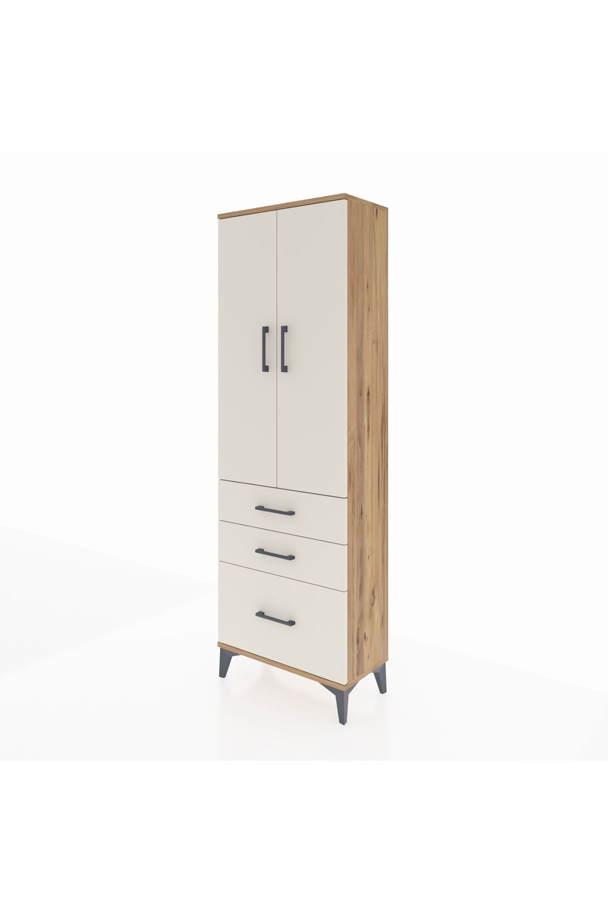 Arges Dolap 4 Raflı 3 Çekmeceli 2 Kapaklı 60x30x182 - S23M014V7A