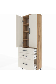 Arges Dolap 4 Raflı 3 Çekmeceli 2 Kapaklı 60x30x182 - S23M014V7A