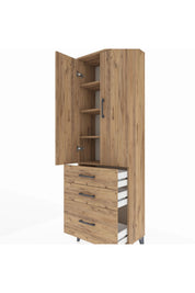 Arges Dolap 4 Raflı 3 Çekmeceli 2 Kapaklı 60x30x182 - S23M014V9A