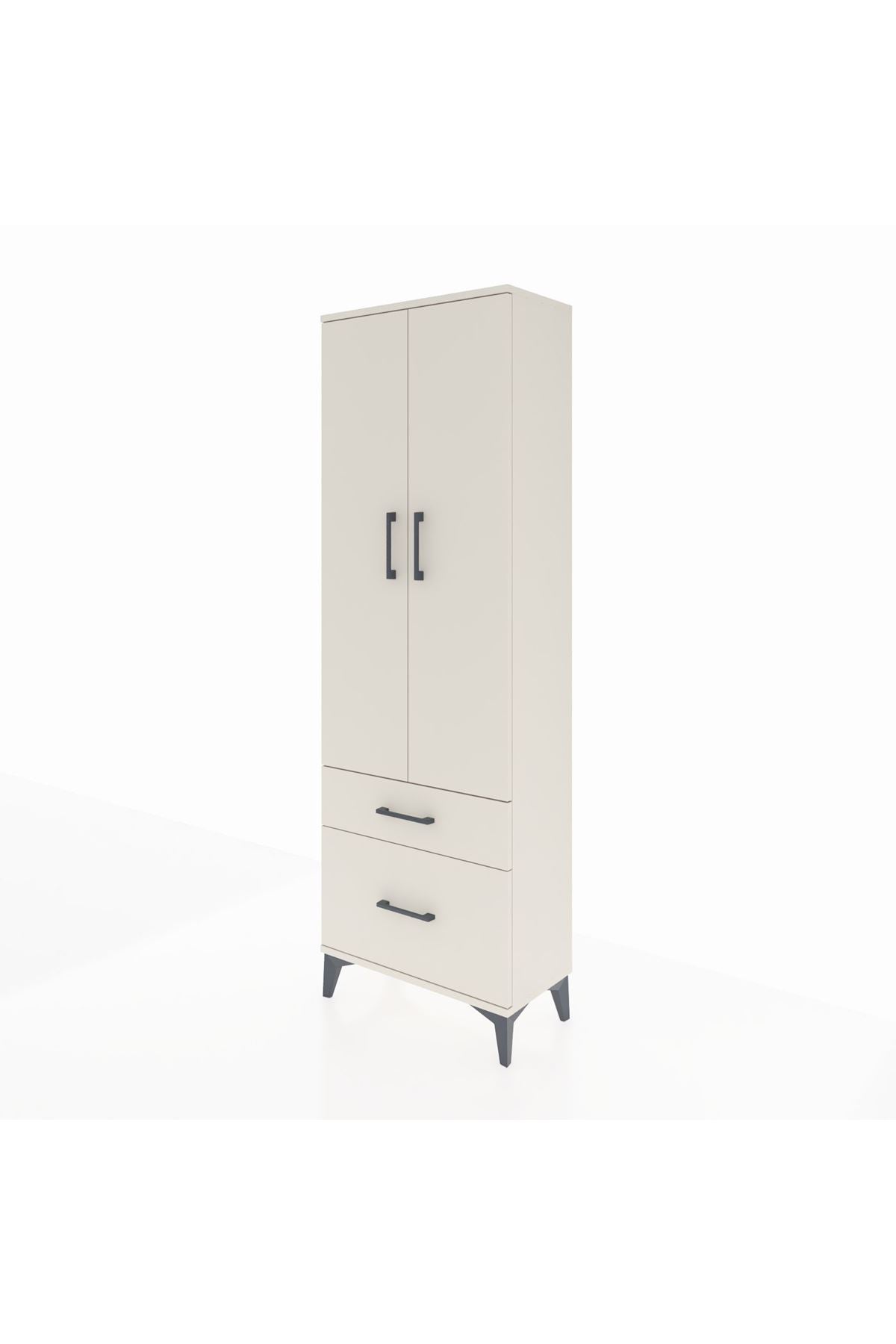Arges Dolap 4 Raflı 2 Çekmeceli 2 Kapaklı 60x30x182 - S23M015V1A