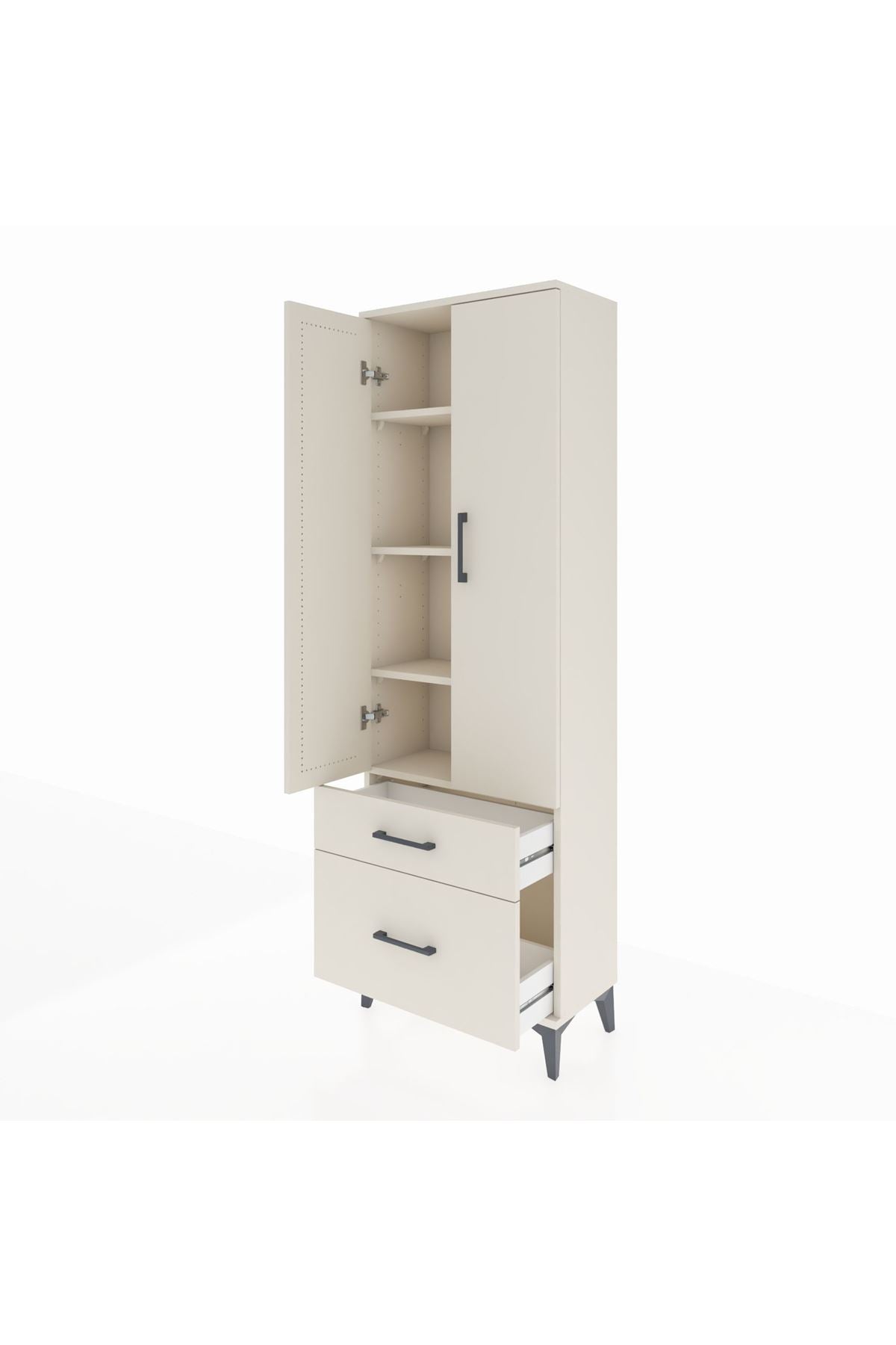 Arges Dolap 4 Raflı 2 Çekmeceli 2 Kapaklı 60x30x182 - S23M015V1A