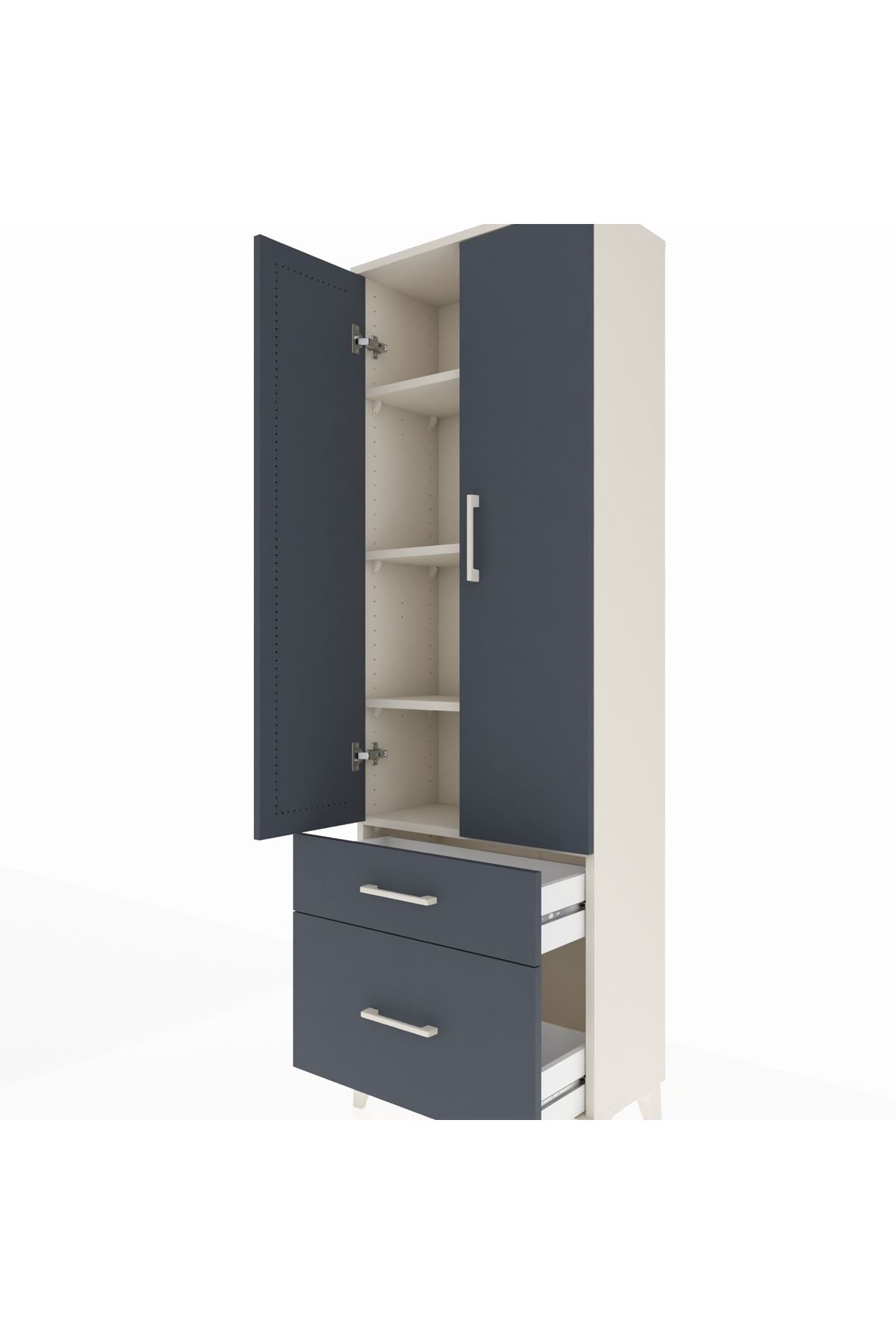 Arges Dolap 4 Raflı 2 Çekmeceli 2 Kapaklı 60x30x182 - S23M015V2A