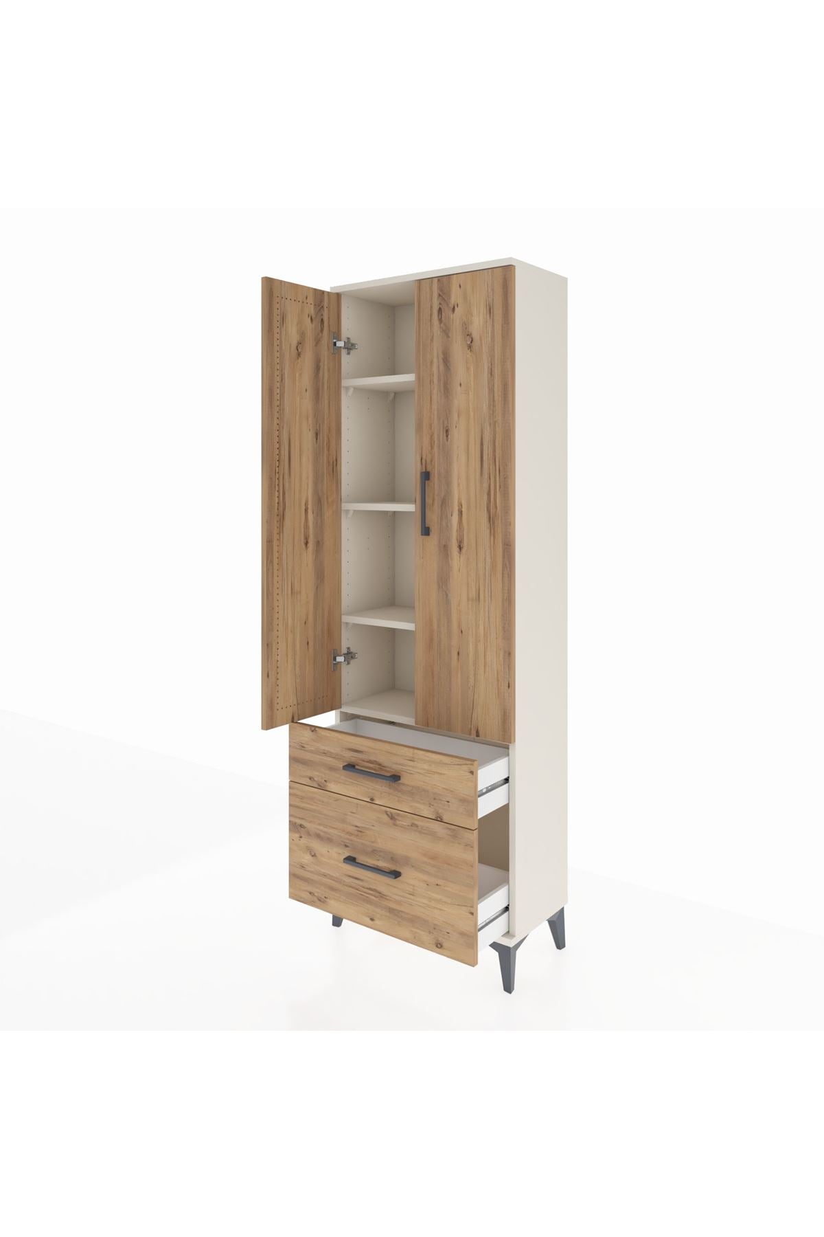 Arges Dolap 4 Raflı 2 Çekmeceli 2 Kapaklı 60x30x182 - S23M015V3A