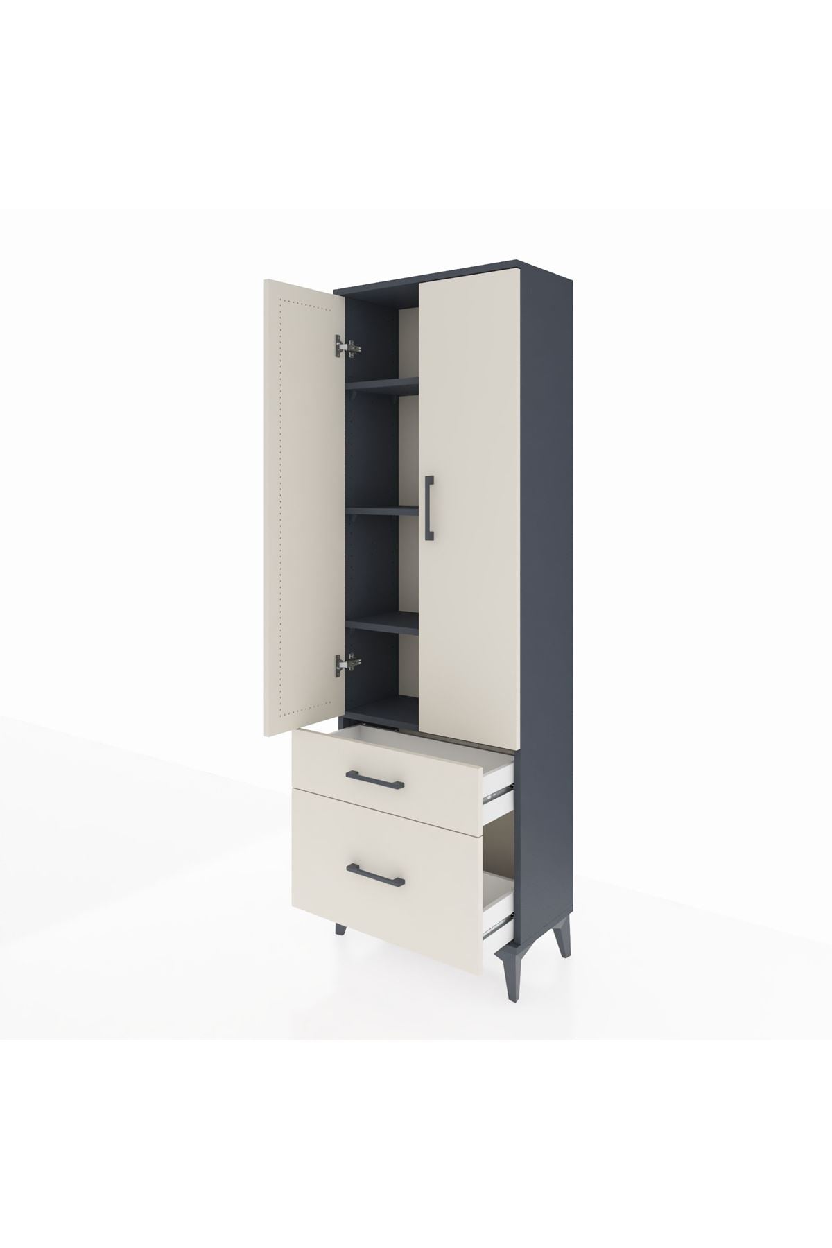 Arges Dolap 4 Raflı 2 Çekmeceli 2 Kapaklı 60x30x182 - S23M015V4A