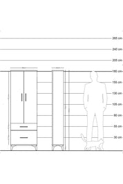 Arges Dolap 4 Raflı 2 Çekmeceli 2 Kapaklı 60x30x182 - S23M015V6A