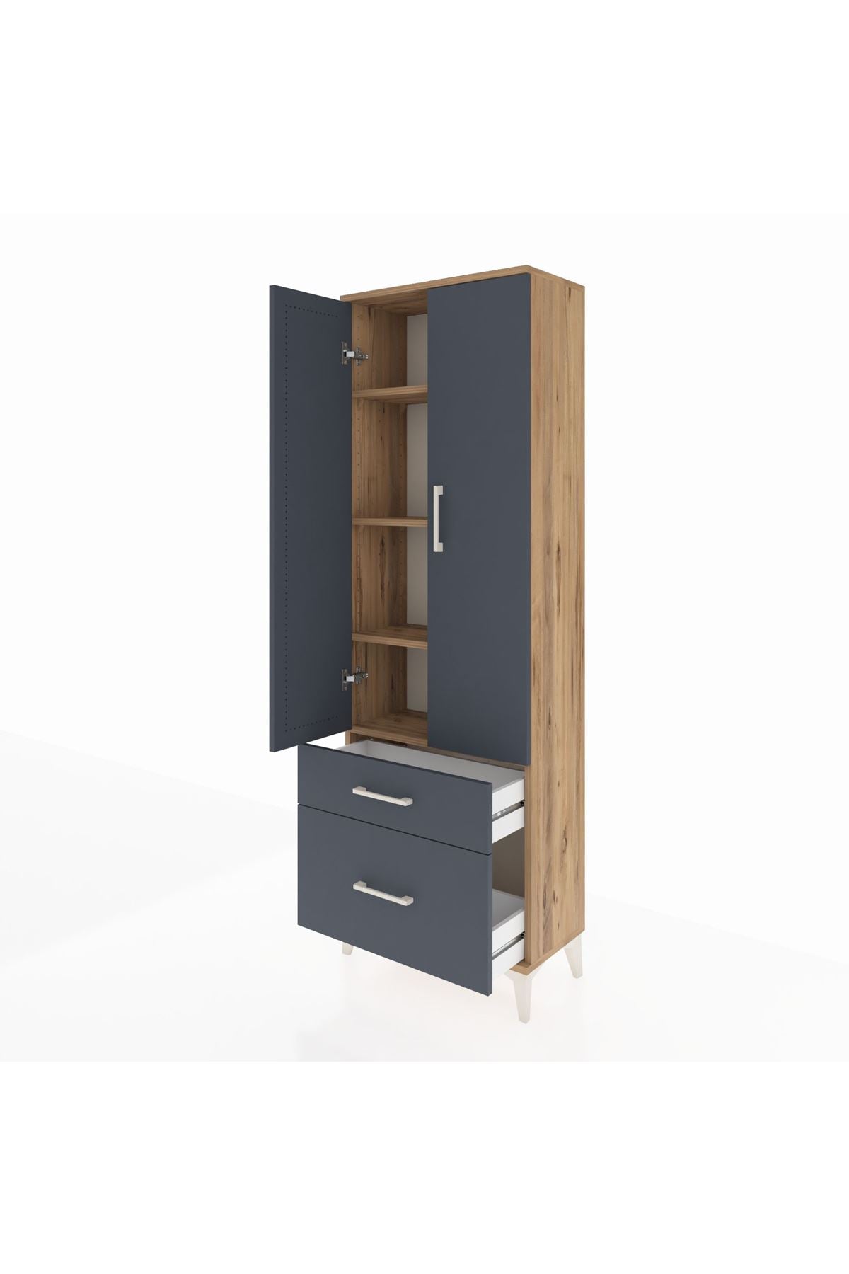 Arges Dolap 4 Raflı 2 Çekmeceli 2 Kapaklı 60x30x182 - S23M015V8A