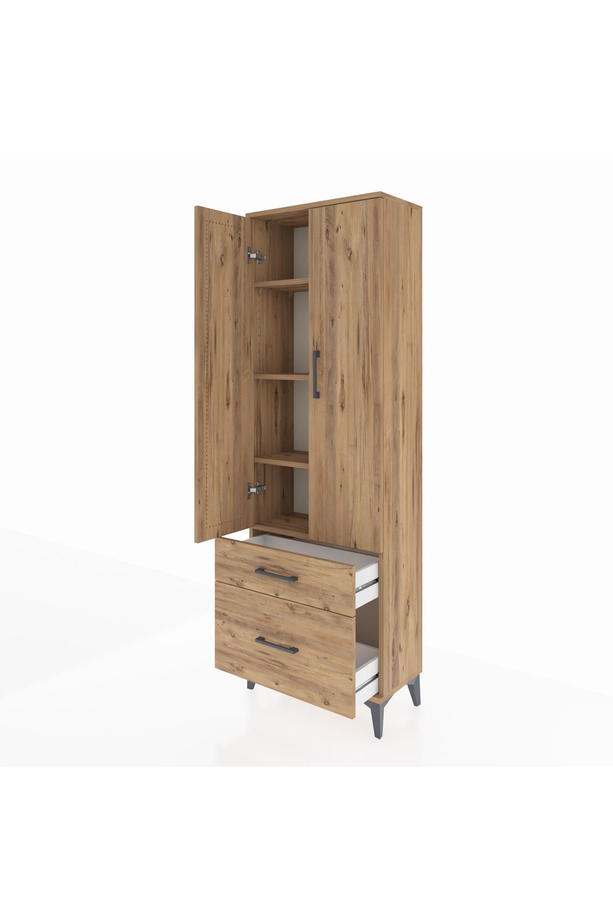 Arges Dolap 4 Raflı 2 Çekmeceli 2 Kapaklı 60x30x182 - S23M015V9A