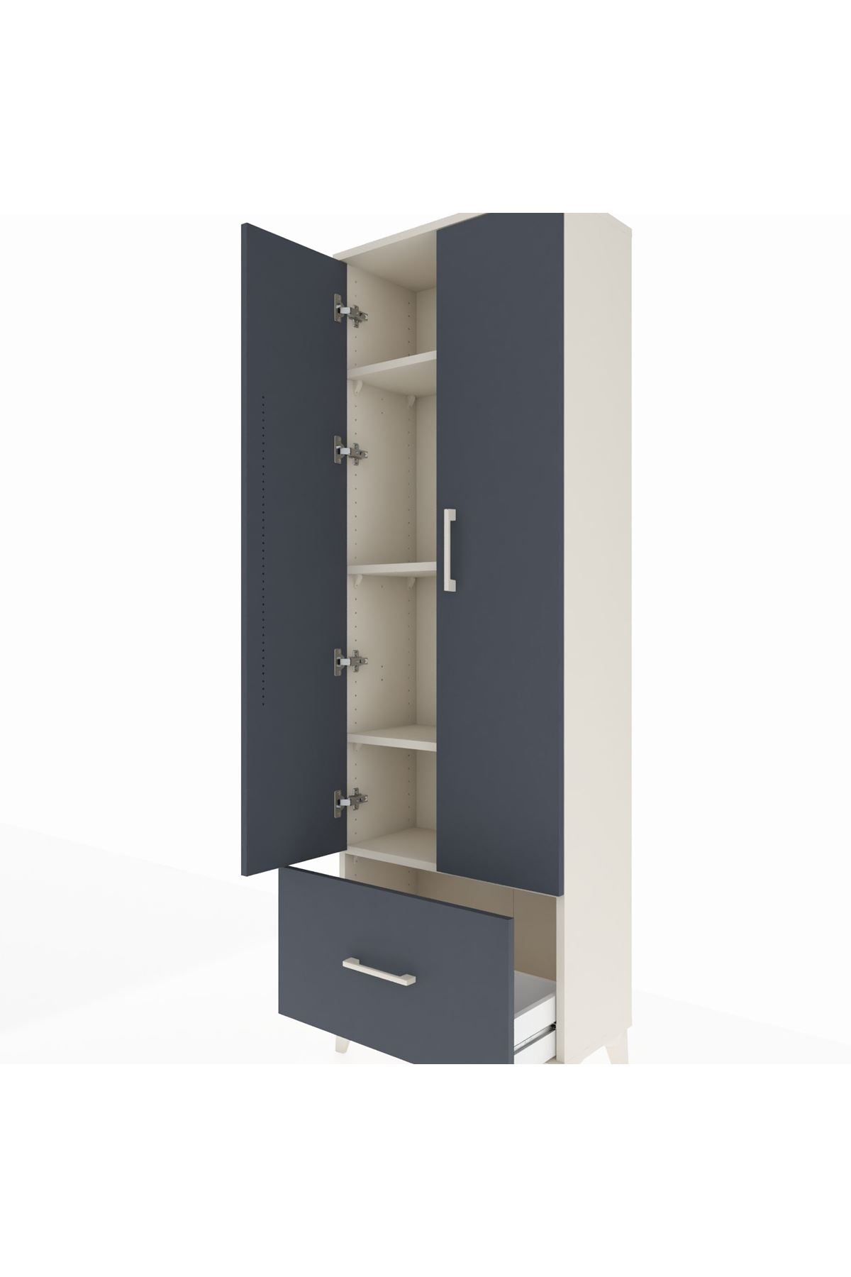 Arges Dolap 4 Raflı Tek Çekmeceli 2 Kapaklı 60x30x182 - S23M016V2A