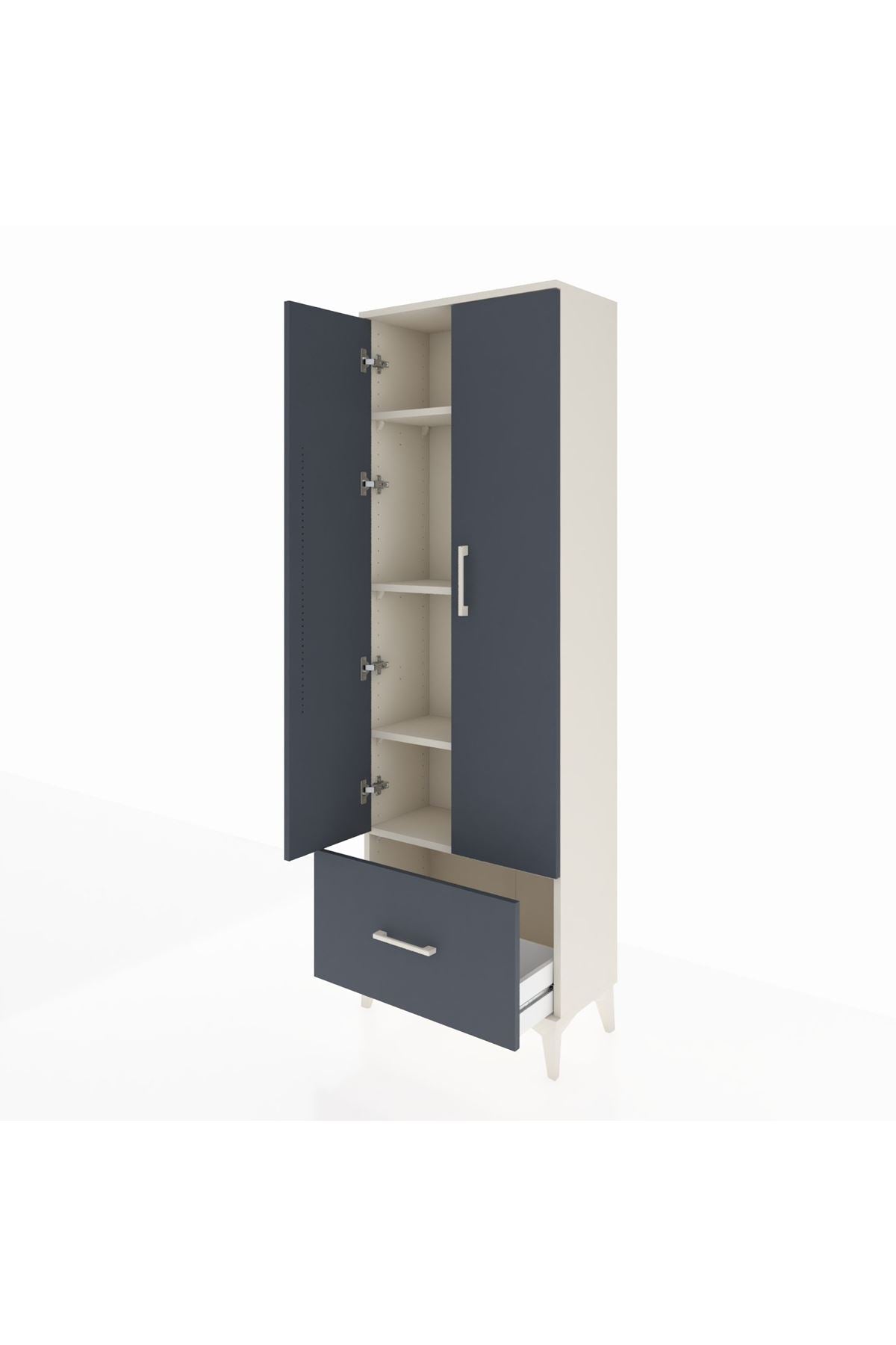 Arges Dolap 4 Raflı Tek Çekmeceli 2 Kapaklı 60x30x182 - S23M016V2A