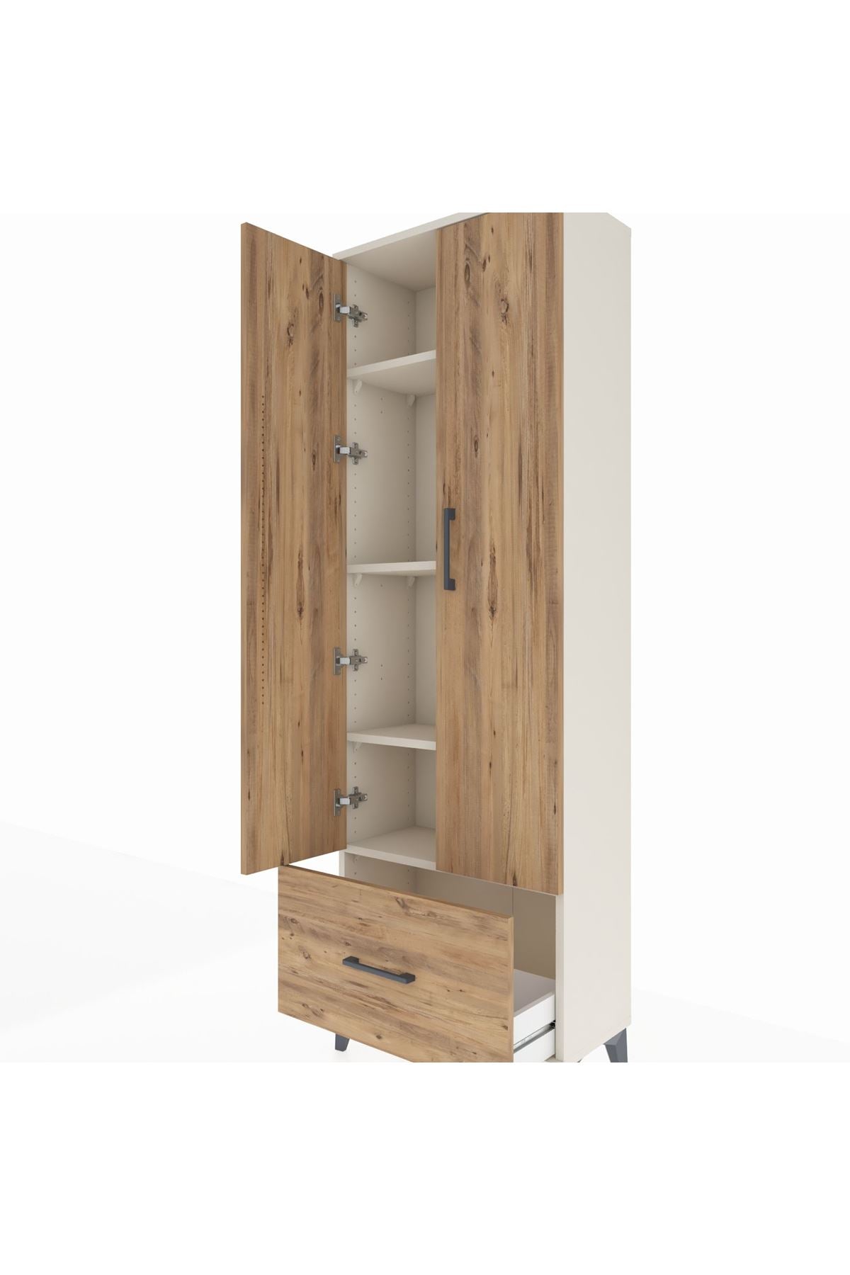 Arges Dolap 4 Raflı Tek Çekmeceli 2 Kapaklı 60x30x182 - S23M016V3A