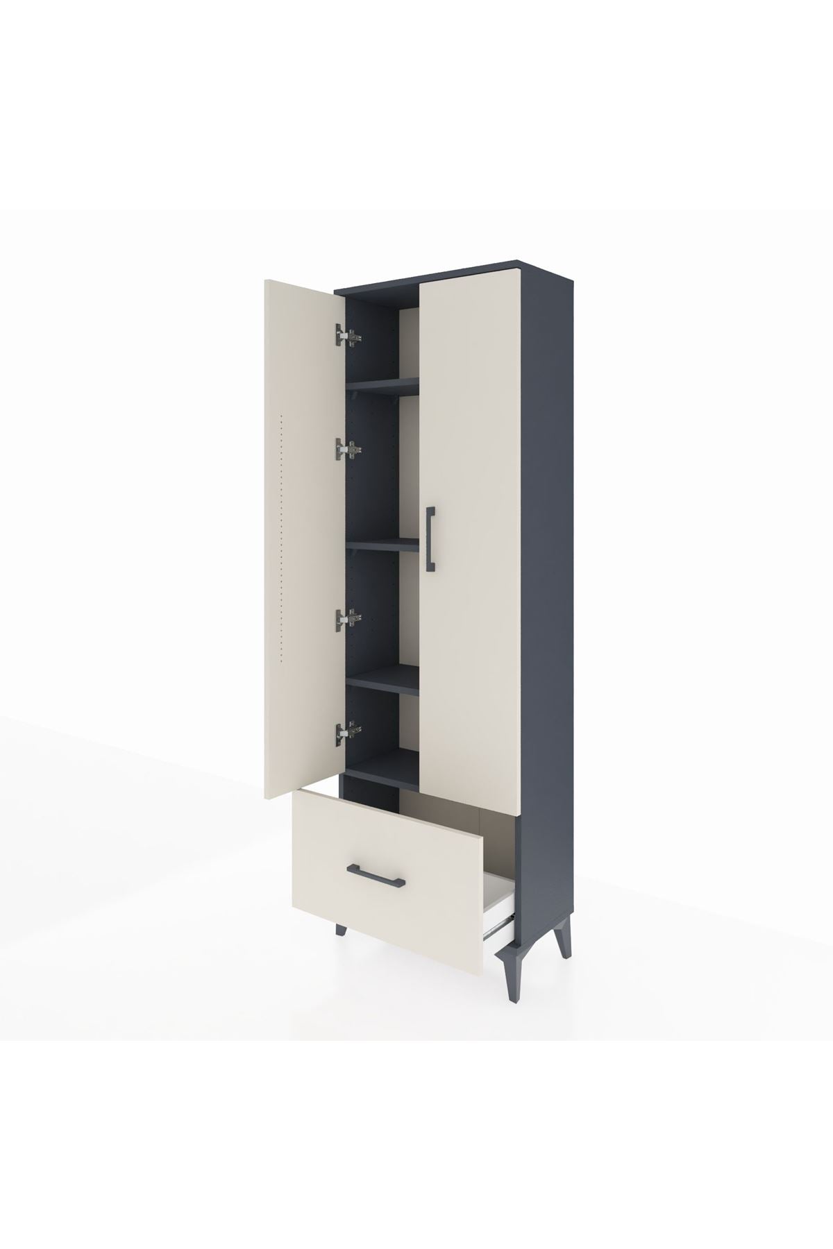 Arges Dolap 4 Raflı Tek Çekmeceli 2 Kapaklı 60x30x182 - S23M016V4A