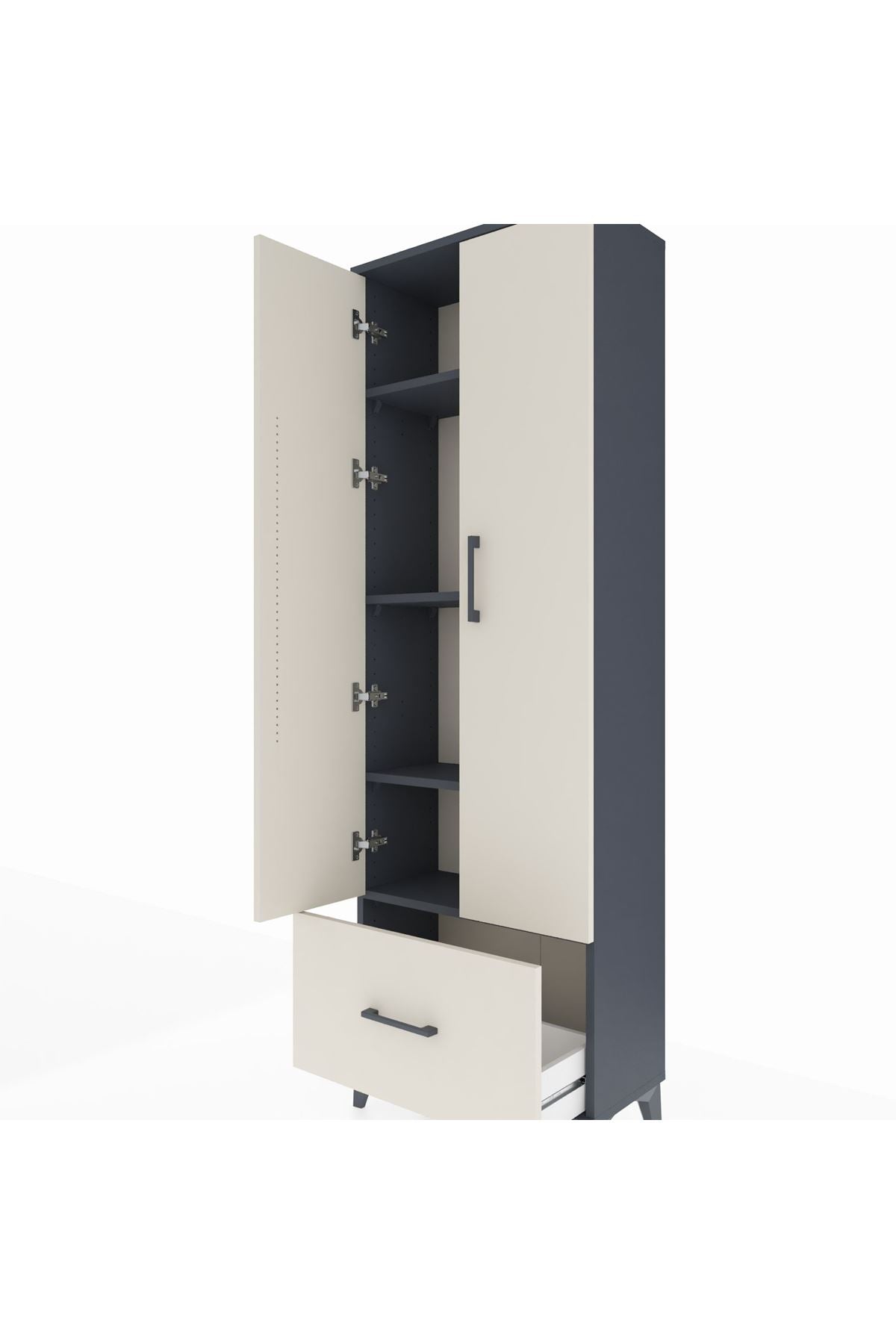 Arges Dolap 4 Raflı Tek Çekmeceli 2 Kapaklı 60x30x182 - S23M016V4A