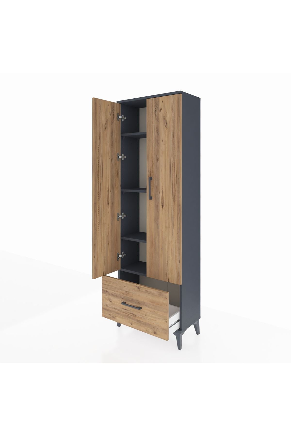 Arges Dolap 4 Raflı Tek Çekmeceli 2 Kapaklı 60x30x182 - S23M016V6A