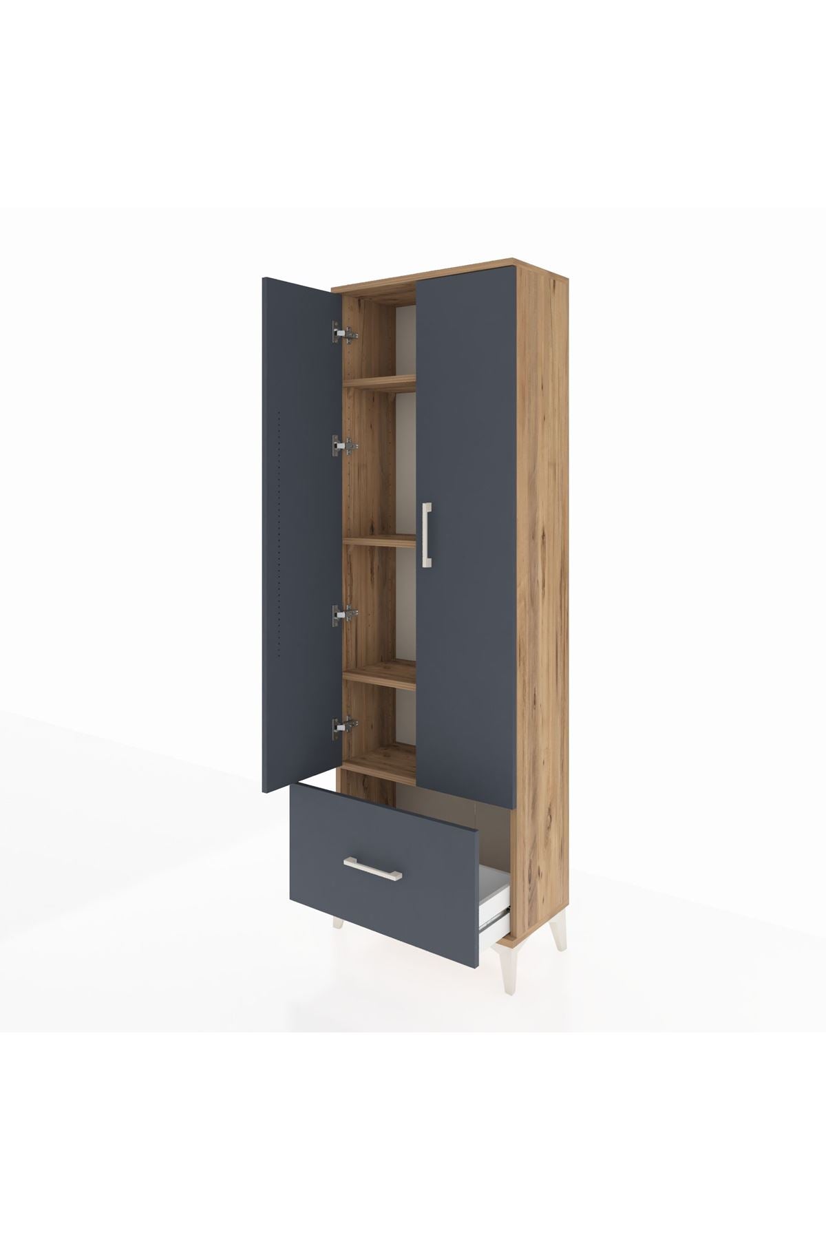 Arges Dolap 4 Raflı Tek Çekmeceli 2 Kapaklı 60x30x182 - S23M016V8A