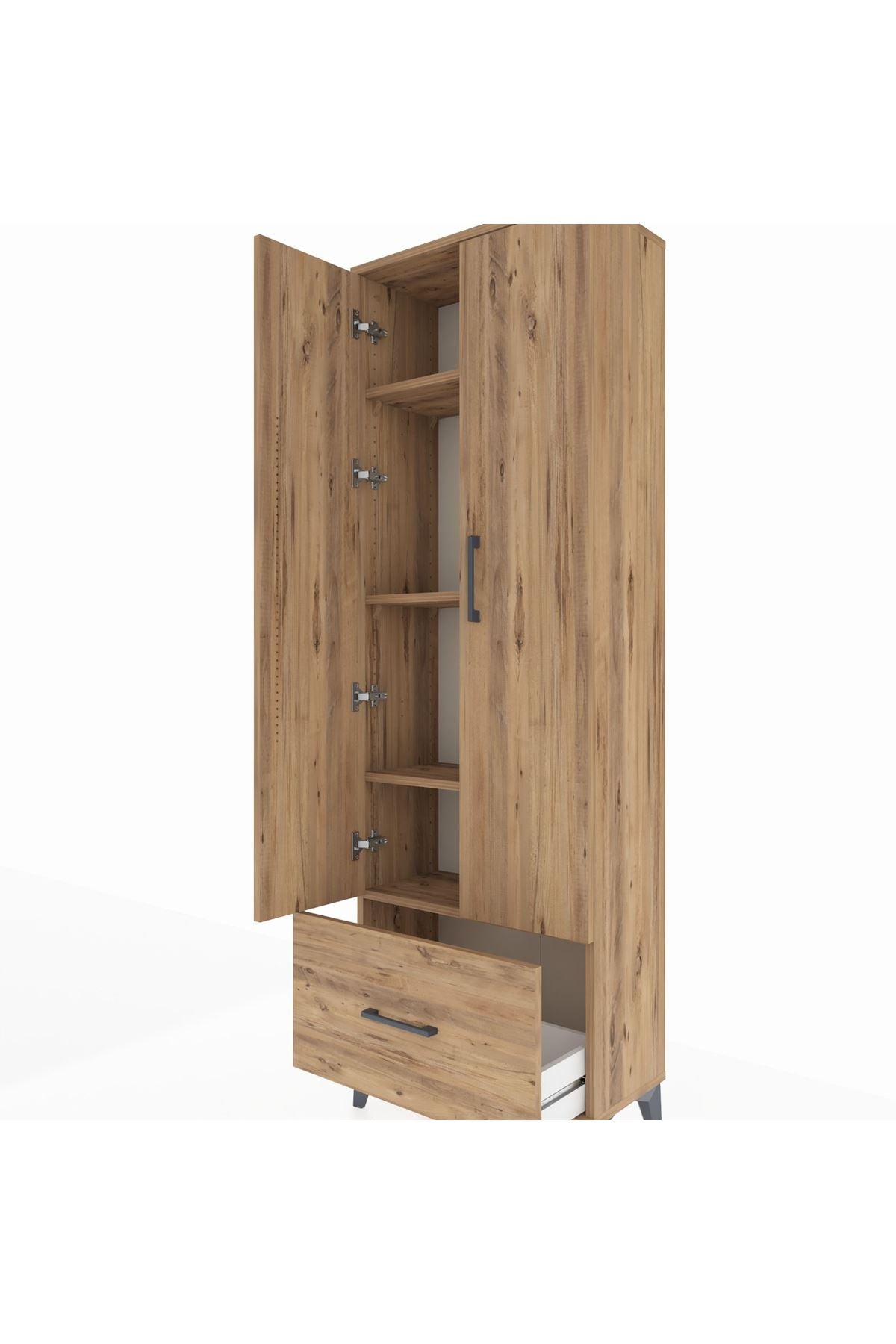 Arges Dolap 4 Raflı Tek Çekmeceli 2 Kapaklı 60x30x182 - S23M016V9A