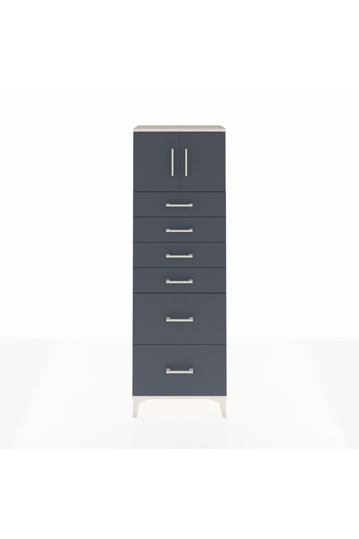 Arges Dolap Tek Raflı 6 Çekmeceli 2 Kapaklı 60x30x182 - S23M017V2A