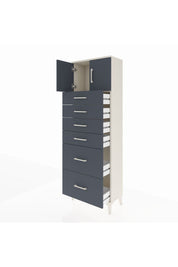 Arges Dolap Tek Raflı 6 Çekmeceli 2 Kapaklı 60x30x182 - S23M017V2A