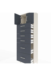 Arges Dolap Tek Raflı 6 Çekmeceli 2 Kapaklı 60x30x182 - S23M017V2A