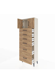 Arges Dolap Tek Raflı 6 Çekmeceli 2 Kapaklı 60x30x182 - S23M017V3A