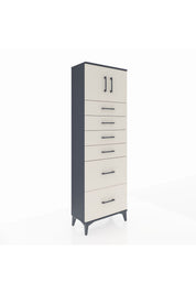 Arges Dolap Tek Raflı 6 Çekmeceli 2 Kapaklı 60x30x182 - S23M017V4A
