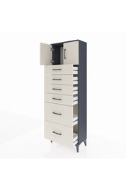 Arges Dolap Tek Raflı 6 Çekmeceli 2 Kapaklı 60x30x182 - S23M017V4A