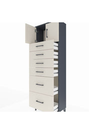 Arges Dolap Tek Raflı 6 Çekmeceli 2 Kapaklı 60x30x182 - S23M017V4A