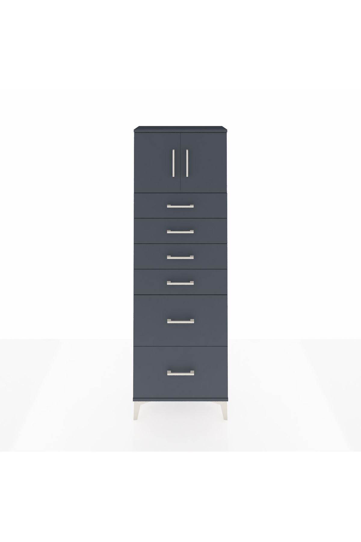 Arges Dolap Tek Raflı 6 Çekmeceli 2 Kapaklı 60x30x182 - S23M017V5A