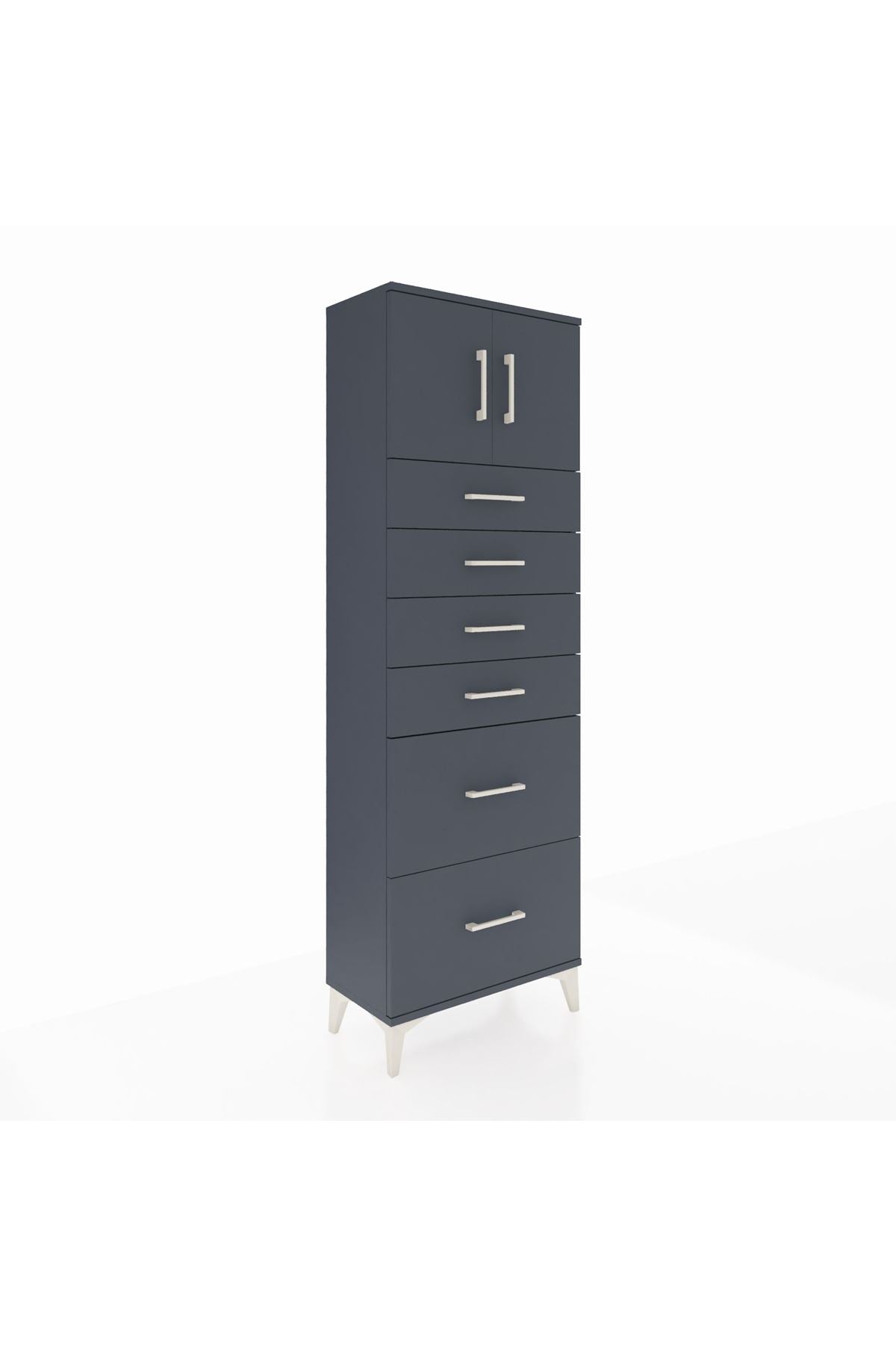 Arges Dolap Tek Raflı 6 Çekmeceli 2 Kapaklı 60x30x182 - S23M017V5A