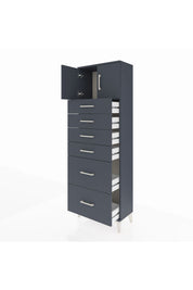 Arges Dolap Tek Raflı 6 Çekmeceli 2 Kapaklı 60x30x182 - S23M017V5A