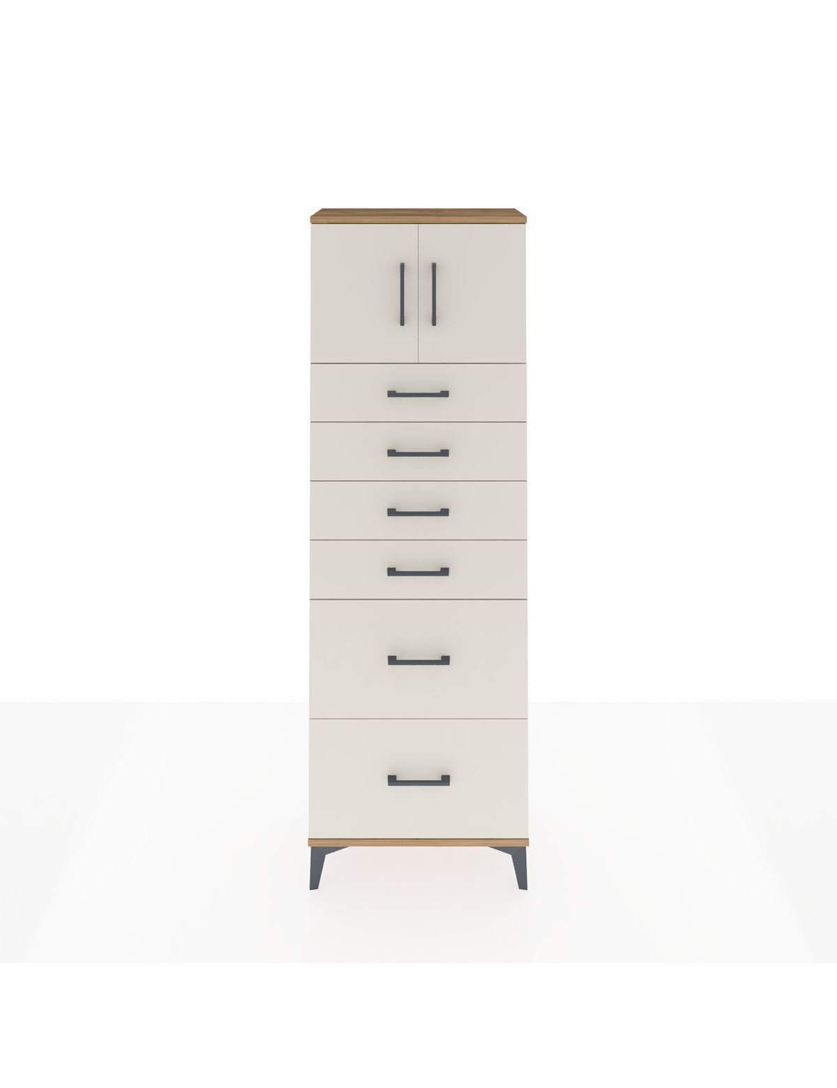 Arges Dolap Tek Raflı 6 Çekmeceli 2 Kapaklı 60x30x182 - S23M017V7A