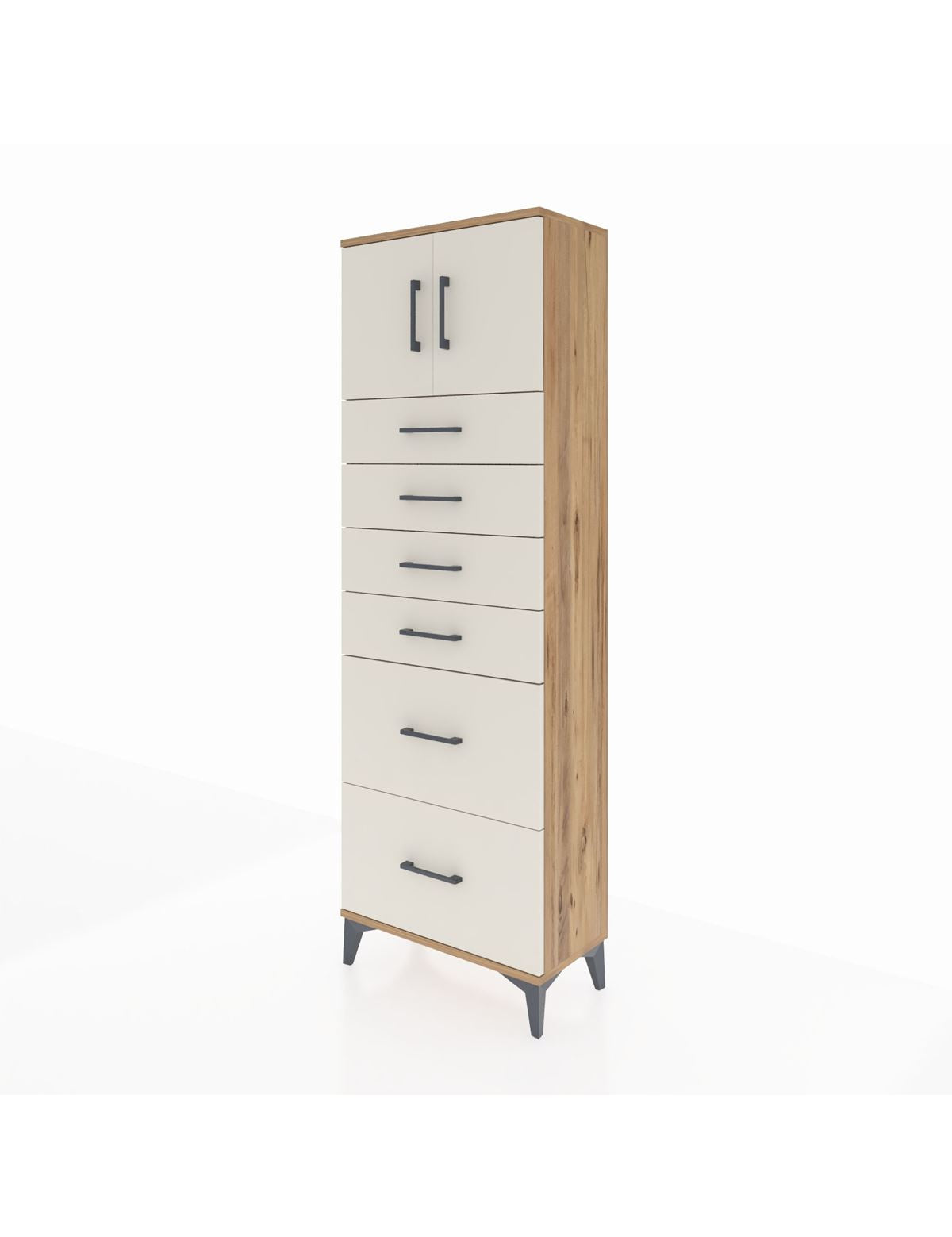 Arges Dolap Tek Raflı 6 Çekmeceli 2 Kapaklı 60x30x182 - S23M017V7A