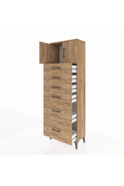 Arges Dolap Tek Raflı 6 Çekmeceli 2 Kapaklı 60x30x182 - S23M017V9A