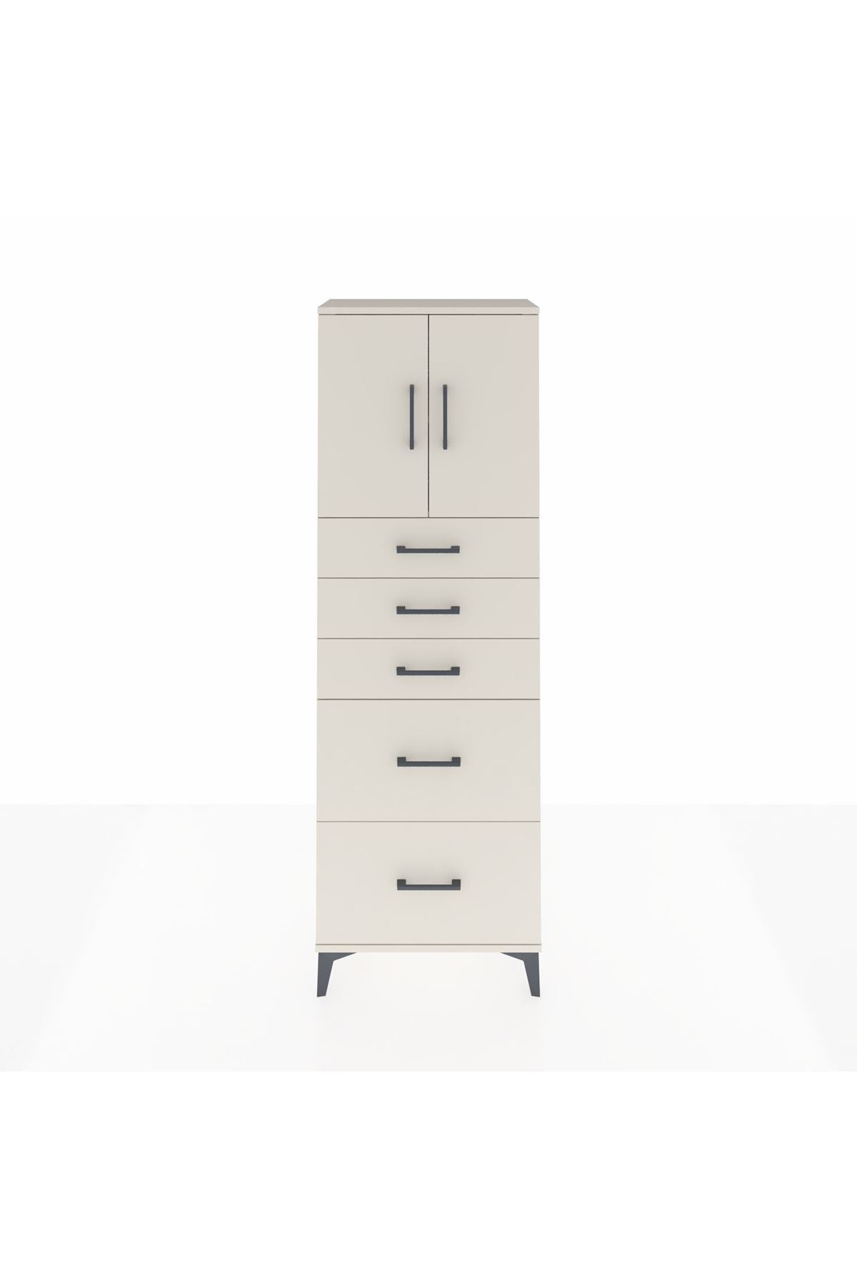 Arges Dolap 2 Raflı 5 Çekmeceli 2 Kapaklı 60x30x182 - S23M018V1A